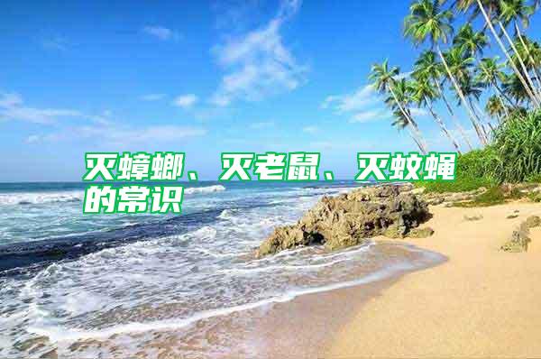 滅蟑螂、滅老鼠、滅蚊蠅的常識(shí)